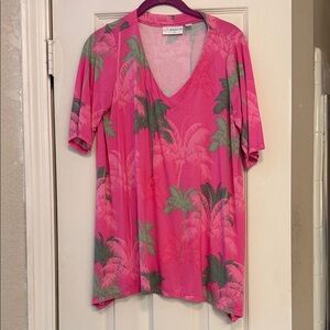 Pink Palm Print Women's Top
